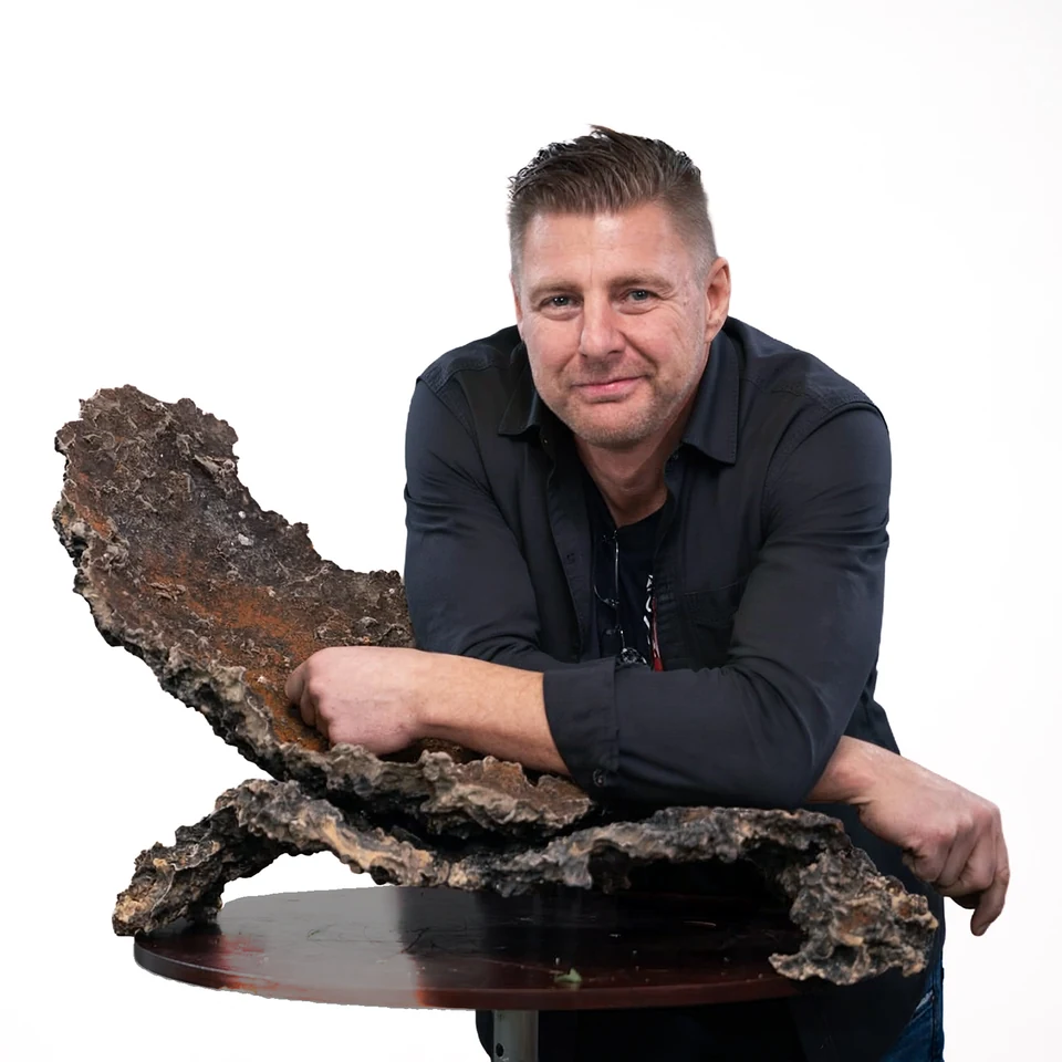 Josef Rauscher mit einer Felskreation