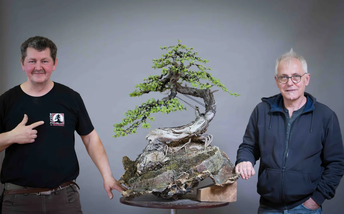 At the Bonsai Kreativ workshop with Václav Stropek: Workshop work on a bonsai.